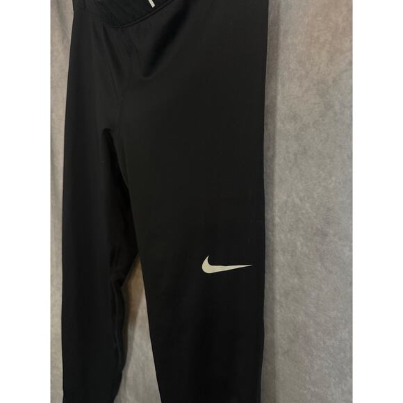 Nike Pro Dri-FIT Black Workout Gym Leggings Women’s Large white check logo - Picture 6 of 9